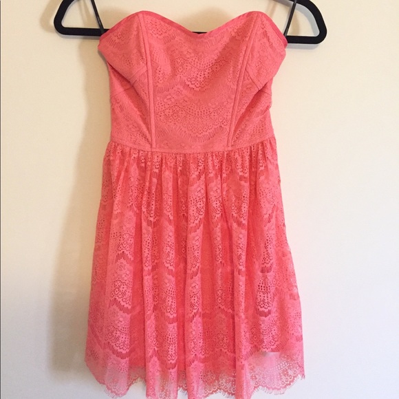 Coral Strapless Dress - Picture 2 of 2